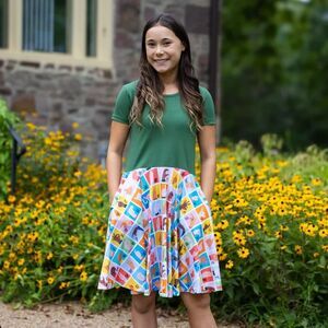 Svaha USA Girls Sign Language Twirl Dress 11-12 Years Organic Cotton S/S NWT